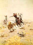 Charles M Russell O.H.Cowboys Roping a Steer Spain oil painting artist